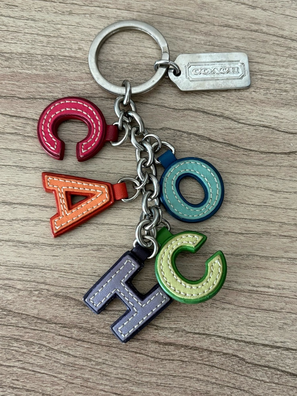 Coach Y2K leather letters rainbow keychain bag charm FOB